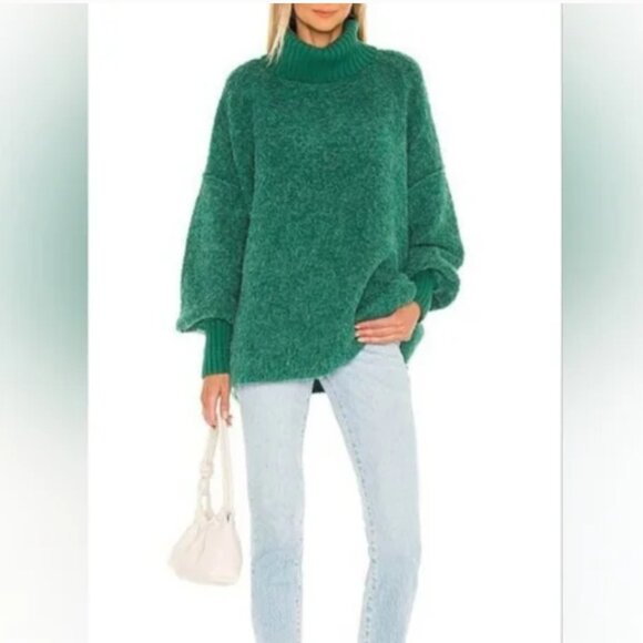 Free People Mili Oversized High Neck Green Sweater size XL - Picture 1 of 9